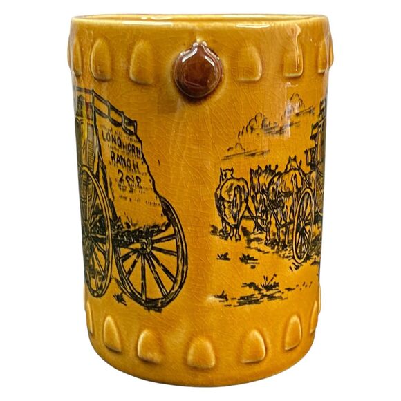 VTG Wells Fargo Longhorn Stagecoach Western Pistol Revolver Coffee Mug Ceramic - Picture 4 of 8